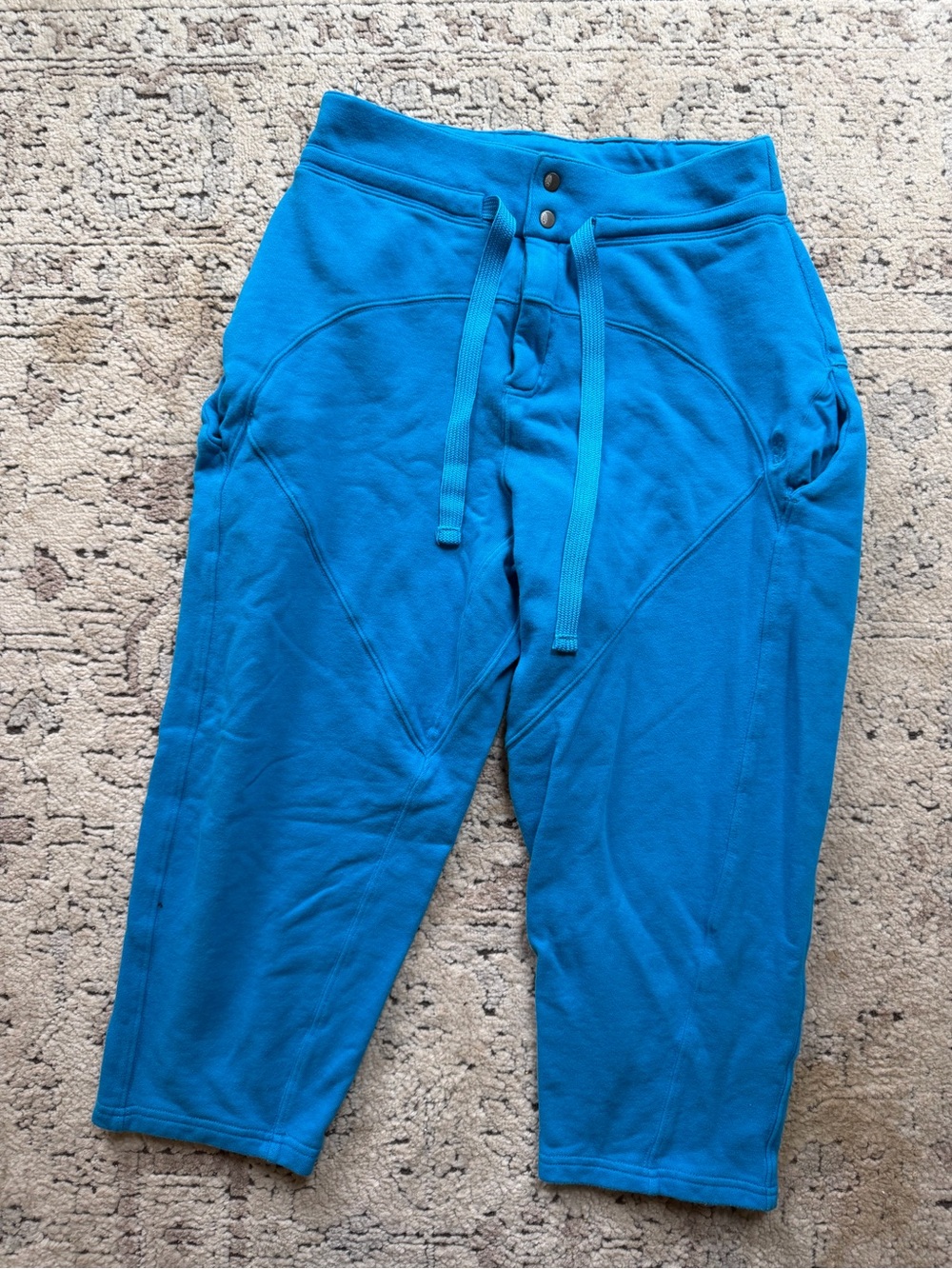 Free People Straight Leg Drawstring Joggers in Bright Blue